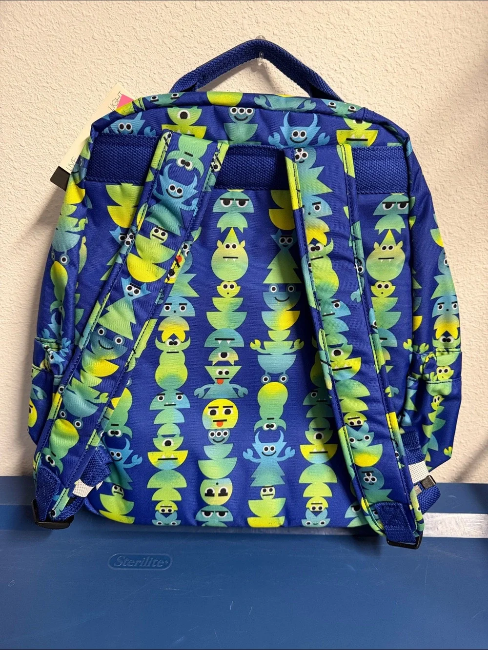Kipling Kids' Royal Blue Backpack with Lime & Teal Character Print
